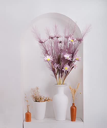 Insunsix Purple Faux Pampas Grass With Daisy Artificial Flowers Ear Of Wheat 8 Branches Artificial Tall Grass Artificial Flowers For Crafts For Coffee Table Decorations Boho Home Decor (Purple) #TOP2