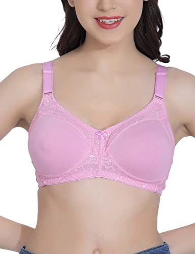 Image of Women's Seamless Padded Bra | Full Coverage | Cotton Stretch Fabric and Nylon Lace | Broad Adjustable Straps