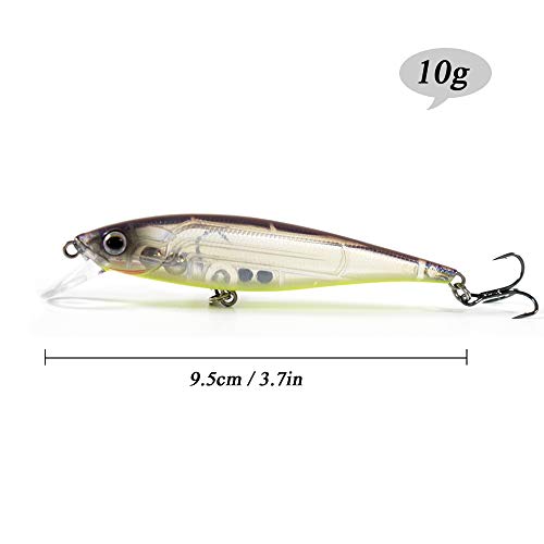 Yialia 9.5 cm 10g Iscas De Pesca Minnow Artificial Hard Swimbait Isca Flutuante De Água Doce De Água
