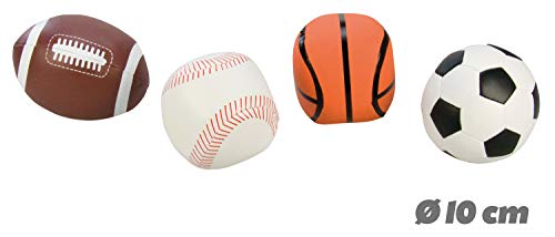 Lena 62164 - Soft Sportbälle 4er Set, Bälle als Fußball, Volleyball, Basketball und Rugbyball, Softbälle je 10 cm, im Netz, Spielbälle für Kinder ab 1 Jahr, Schaumstoffbälle zum Spielen und Baden