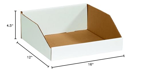 Image of Box USA BBINMT16124 Open Top Bin Boxes, 16 inch x 12 inch x 4 inch, Oyster White (Pack of 50)