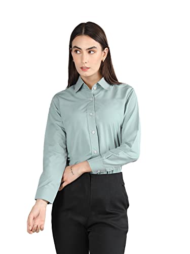 Image of CHKOKKO Women Solid Polycotton Regular Formal Shirt