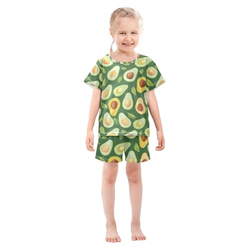 ALAZA Avocado Bright Green Pajamas Short Sleeve 2 Piece Sleepwear Top and Bottom Pajama Set Unisex3