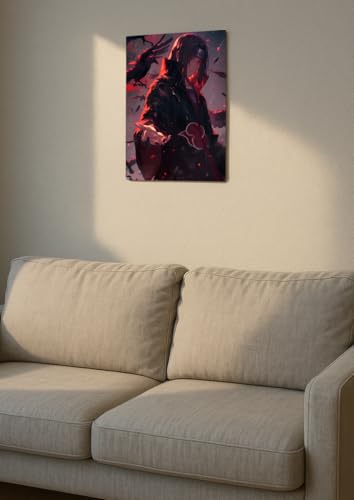 Image of NIJUKA Anime Printed Metal sheet Poster For Home And Room Decoration | For Anime Art Fans Boys And Girls (Akatsuki member mangekyo user itachi)