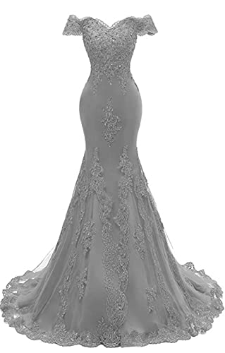 Off The Shoulder Mermaid Prom Dresses Long Sweetheart Beaded Lace Evening Dress Formal Ball Gowns for Women