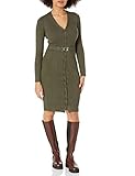 Knopfverschluss. Guess Cardigan-Kleid mit gürtel, LS Lena Belted CA, W2BK54Z2YJ2-G8X8, Grün, XS