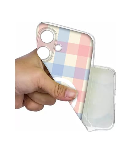 Image of Case Cover for Tecno Spark Go 2 4G Pastel Checkboard Magnetic Ring Design (Not Magnetic Compatible) | UV Printed Soft TPU Shockproof Back Case for Tecno Spark Go 2 4G