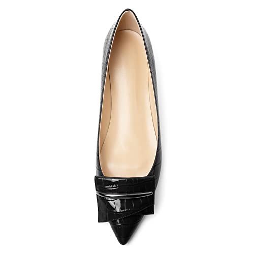 Eldof Loafer Flats for Women Pointed Toe Slip On Comfortable Ballet Flats Shoes with Bow for Office Casual Work Dress3