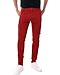 TEGIAS Mens Slim Fit Jeans 7 Pockets Stretch Skinny Denim Jeans for Men Fashion,Red 38