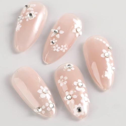Image of MAYCREATE 30 Sheets White Flower Nail Stickers Self Adhesive Floral Decals | Easy Peel and Apply, Neat Coverage for Quick Manicures, Small Floral Designs, Ideal for Home and Salon Nail Styling