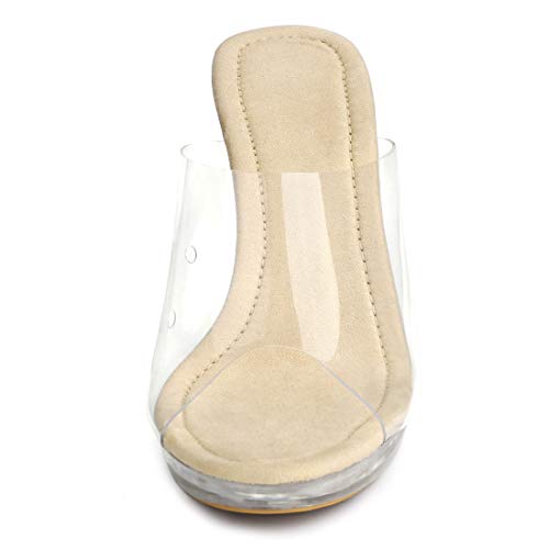 Allegra K Women's Clear Heel Platform Open Toe Chunky Heels Slides Sandals2