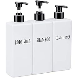 Dispensador Champu Segbeauty Dispensador de Jabón Blanco Champu, 3 Piezas 500ml Recargable Botella de Bomba de loción líquido, con Etiqueta Impermeable, para Baño, Hoteles