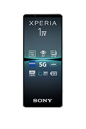 Sony Xperia 1 IV - Smartphone Android, Téléphone Portable 6.5 Pouces 21:9 CinemaWide 4K HDR OLED - Taux de rafraichissement de 120Hz - Véritable Zoom Optique - rêvetement Zeiss T* (Blanc Givré)