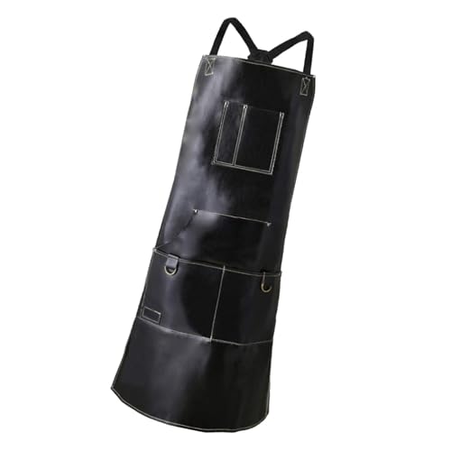 [CasaNexa] Heavy Duty Work Apron with Pockets, PU Leather Waterproof, Blacksmith Gardening Carpentry Black