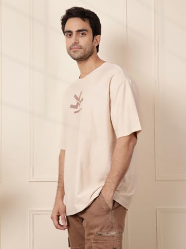 Image of WROGN Men's 100% Cotton T-Shirt | Logo Print | Oversized Fit