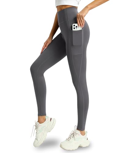Mlenhor 4 Pack Leggings with Pockets for Women - High Waisted Tummy Control Workout Yoga Pants (US, Alpha, X-Large, Regular, Regular, 4 Pack-Blue/Burgundy/Dark Gray/Black) — view 6