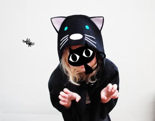 Disfraz para niña gato Halloween con capa con capucha miniatura 3