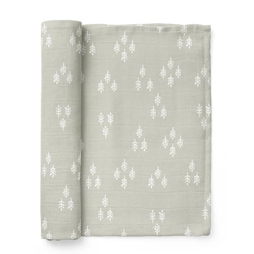 Image of Mini Wander Swaddles for Newborns Muslin Swaddle Blankets - Breathable Soft Gender Neutral Receiving Blanket Baby Essentials | 47 x 47 Cotton - (Forest (Gray Wolf)