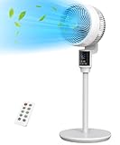 Pedestal Fan for Bedroom, Pedestal Fan with Remote, 80ft Air Circulator for Whole Room, 4 Speeds, 3 modes, 24H Timer, 36'fan, 70°+80° Oscillating Quiet Standing Fans for Bedroom, Kitchen, Home, White