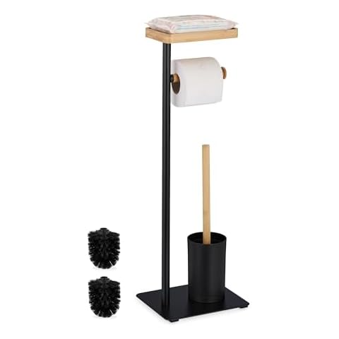 Relaxdays Serviteur WC en Bambou Cover