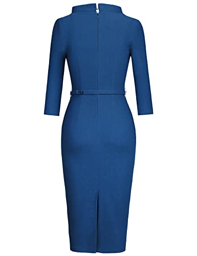 Image of MUXXN Women's 1950s Vintage 3 /4 Sleeve Elegant Collar Cocktail Evening Dress