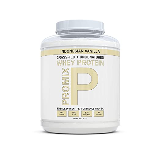 Promix Whey Protein Powder, Vanilla - 5lb Bulk - Grass-Fed & 100% All Natural - Post Workout Fitness & Nutrition Shakes, Smoothies, Baking & Cooking Recipes - Gluten-Free & Keto-Friendly