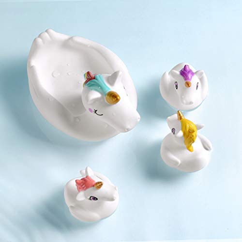 Yowellgo Bath Toys, Water Spray Toys Cute Unicorn Rubber For Baby Kids Toddlers,For Shower Time Or Pool Party,Unicorn Floating Bath Squirt Toys Ideal Gifts, 4Pcs Set #TOP3