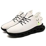 XKOWUO Zapatos para correr y caminar para hombre, cálidos, impermeables, de gamuza, montañismo, senderismo, correr, antideslizantes, a la moda, cómodos, ligeros, Bolack blanco, 42 2/3 EU
