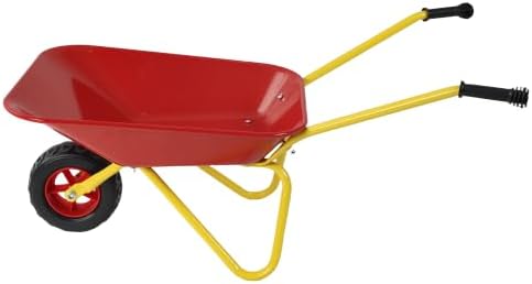 Red Kids Wheelbarrow, Metal Construction Toy Cart, 33lbs Load Capacity,Child Wheel Barrel Outdoor Gardening Toy with Front Wheel for Children