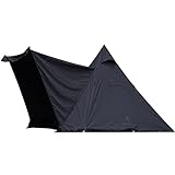 BlackishGear ワンポールテント TC ポリコットン ブラック ティピーテント 黒 1-2人用 ソロ スカート付 フルインナーテント付 遮光 2m 広い前室