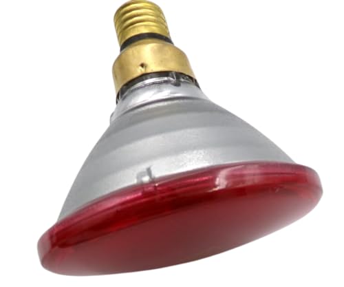 Fensti Lámpara de calor por infrarrojos E27 PAR38 para terapia y gallineros, 150 W, luz roja ajustable para aliviar el dolor, recuperación muscular y calor animal, soporte de cerámica robusto y diseño