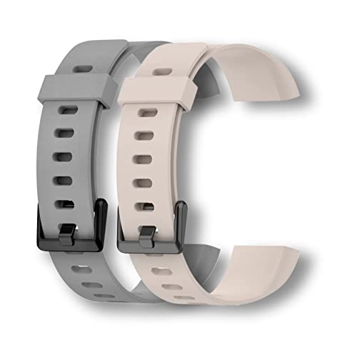 Meyaar Silicon Strap Band Only Compatible with Realme Band (Not For Any other Brand Watch) : (Tracker Not Included) (Strap Only) (Beige + Grey (2 Pack))