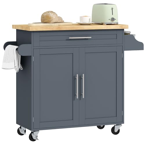 SPAZIO A DISPOSIZIONE: Questo carrello da cucina è dotato di un pratico cassetto per tenere in ordine utensili da cucina, piatti, barattoli e altri accessori. È presente anche un portaspezie e una barra porta asciugamani