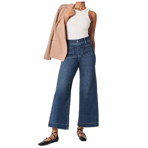 Oprah's Favorite, Tummy Control Sailor Wide Leg Trouser Chiccurva Jeans Wide Leg Cropped Denim Pants