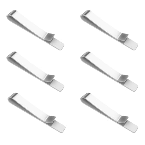 Dokeno 6 Piezas Alfiler de Corbata de Acero Inoxidable Clip de Corbata Clásico Pasador de Corbata Delgado para Hombre Plata Pisacorbatas Hombre Juego de Alfileres de Corbata para Negocios Boda