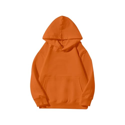 Kids Pullover Hoodies Plain Cute Hoodie Sweatshirts Oversized Thin Lightweight School Tops (Orange, 18-24 Months)