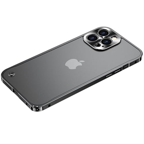 Coque de téléphone en métal pour iPhone 16 15 14 Pro Max cadre aluminium magnétique noir