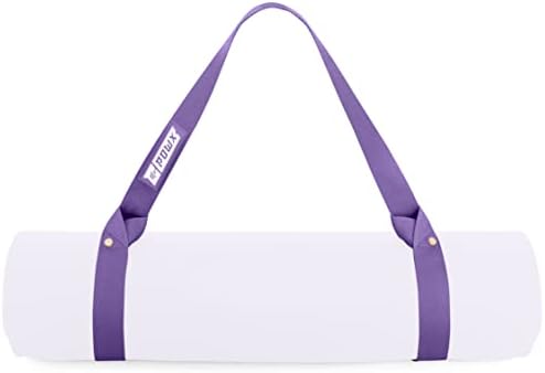 PowX Yoga Strap for Carrying Mat & Stretching – Premium Nylon Yoga Mat Straps for Carrying Your Mat Anywhere & Using as a Stretching Strap – Extra-Long Yoga Mat Strap for Any Mat, 1.5x63 In. (Purple)