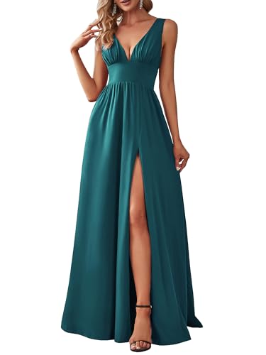 Ever-Pretty Damen Abendkleider lang Hohe Dehnung Asymmetrisch Dekolletiert...