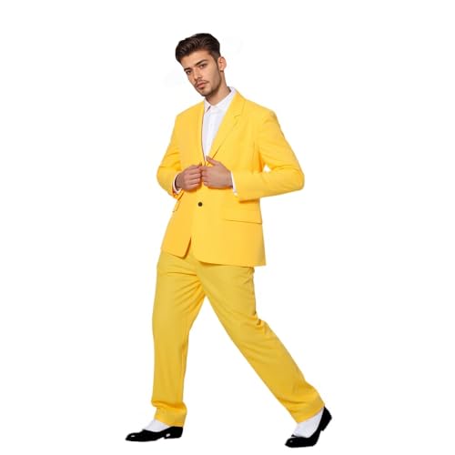 Wildarms Traje de Zoot Amarillo para Hombres Adultos Disfraz de Personaje de Película Cómica de los 90, Traje de Fiesta de Halloween (L)