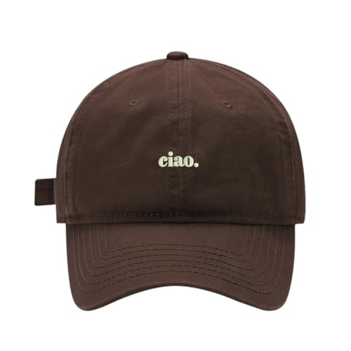 WINGZOO Baseball Cap - Ciao Embroidered Washed Cotton Dad Hat Adjustable Unisex Casual Cap Brown