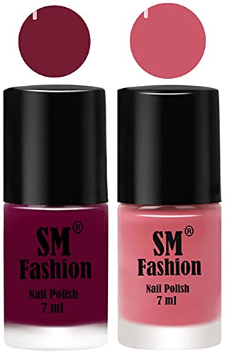 Image of Long Lasting Nail Polish | Nail Paint Combo 7 ml Each) - Set of 2 Mulberry-Nude Pink