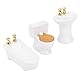 VGEBY Puppenhaus Badewanne, 1/24 Puppenhaus Miniatur Badezimmer Set Simulation Keramik Badewanne WC Waschbecken Kit(#1) Puppen & Plüschtiere