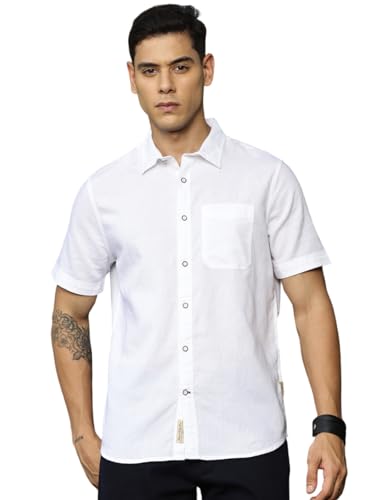 Image of Thomas Scott Men's | Solid | Half Sleeve | Regular Fit | Premium Irish Linen | Spread Collar | Casual Shirt
