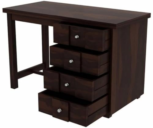 Image of Solid Sheesham Wooden Study Table & Desk with Drawer for Office and Home | Computer Laptop Table | Reading & Writing Desk | Laptop Desk (Walnut F)