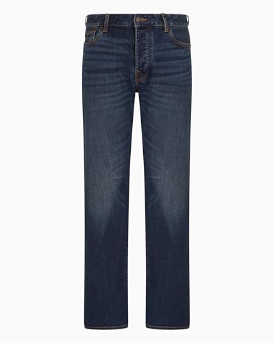 Armani Exchange Men's Relaxed Straight Fit Mid Blue Denim2