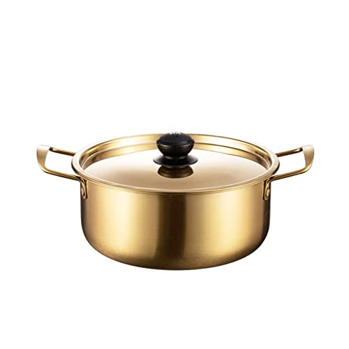 CCKUYT Olla de Acero Inoxidable para Fideos instantáneos con Tapa, Olla de Fondo Plano, Utensilios de Cocina