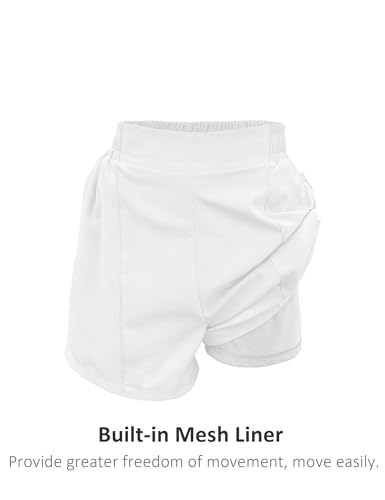 Yesfashion Girls Athletic Shorts with Zipper Pockets Elastic Waisted Running Shorts Soccer Gym Sports Active Short 4-13Y3