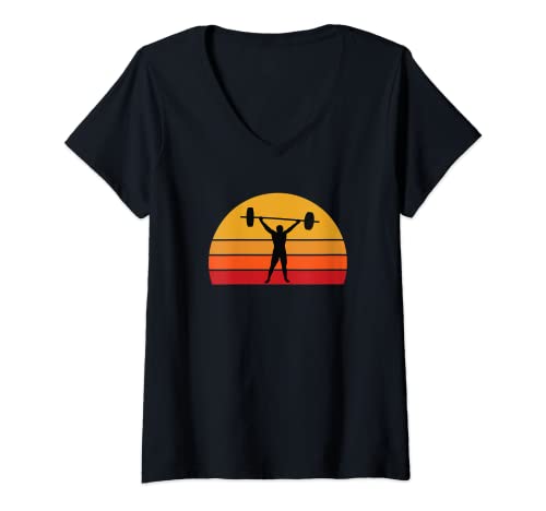 Womens Weight Lifter Lifting Gym Fitness Weights Squat Bench Press V-Neck T-Shirt, Black