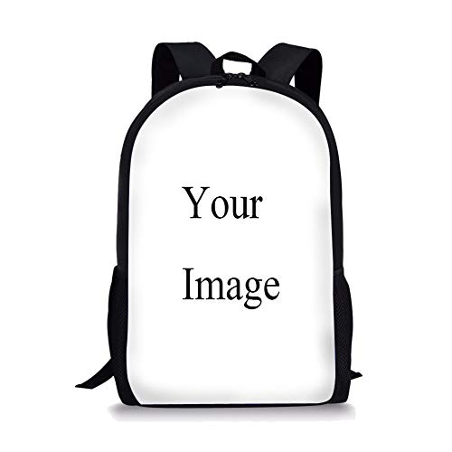 POLERO Custom Backpack with Picture Text Logo Personalized Print Bookbag School Bags for Boys Girls Teens Women Men Back to School Gift Casual Travel Daypack for Students Teachers